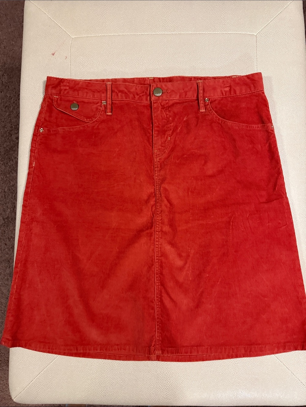 Women’s Orange Corduroy A-Line Skirt